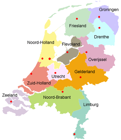 Nederland met de provincies